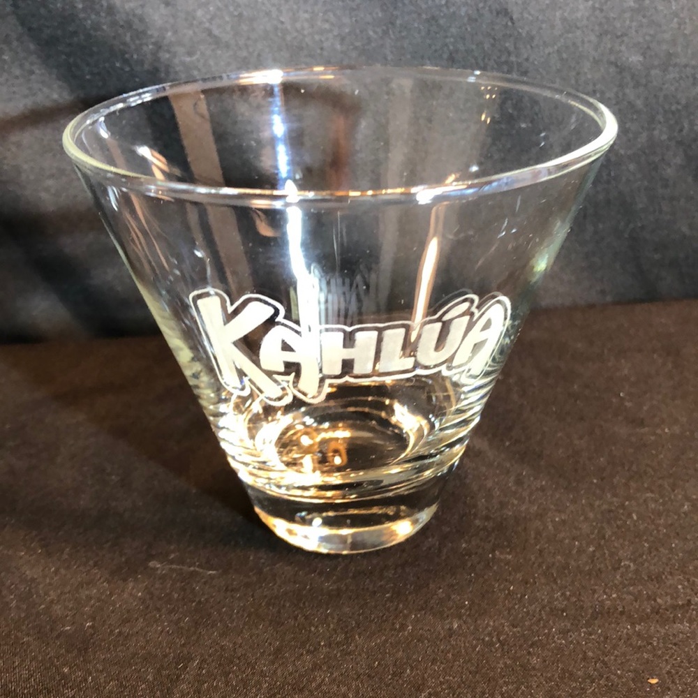 Kahlua  tapered Cocktail glass. Etched design clear glass